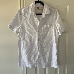 NWT Men’s PANAMA JACK Bright White Linen Short Sleeve Pocket Solid Button Shirt